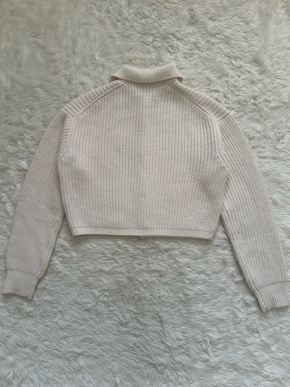 Aritzia Wilfred Nextdoor Sweater Collared 100% Merino Wool Cardigan Cream Sz S - Picture 3 of 12